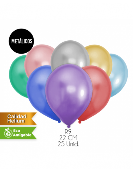 Globos metalizados colores x25 unidades Inicio