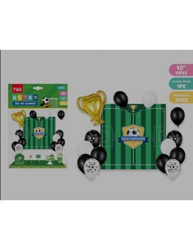 Set de globos + pendón Futbol futbol