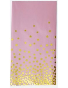 mantel rosado puntos dorados 108x180cm Inicio