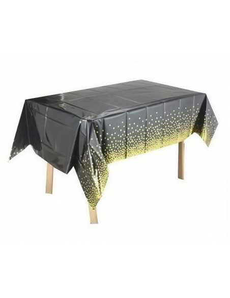 mantel negro lunares dorados 108x180cm Inicio