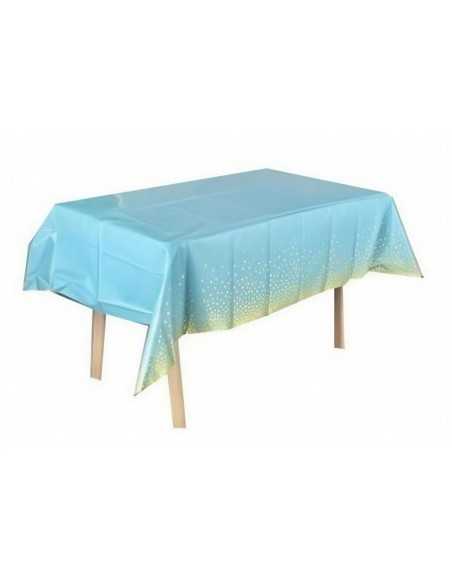 mantel celeste lunares dorados 108x180cm Inicio