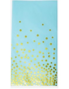 mantel celeste lunares dorados 108x180cm Inicio