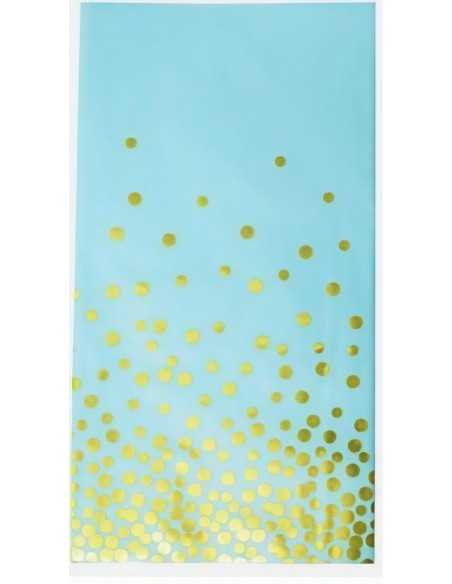 mantel celeste lunares dorados 108x180cm Inicio