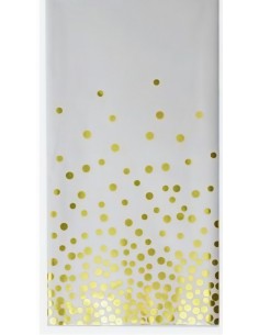 mantel blanco lunares dorados 108x180cm Inicio