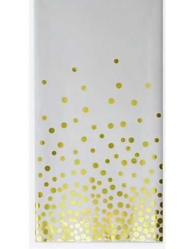 mantel blanco lunares dorados 108x180cm Inicio