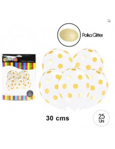 globo polka blanco lunares dorados Inicio