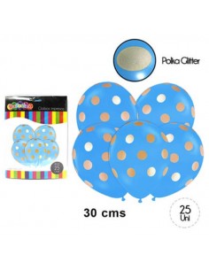 globo polka celeste lunares dorados Inicio