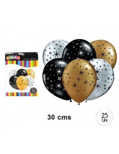 globos negro-dorado-plateado con estrellas Inicio